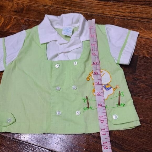 Vintage 80s Cradle Togs Green Elephant baby Top - Picture 2 of 8